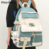 Weiyinxing Fashion Multi-pocket Nylon Backpack Contrast Color Cool Travel Bag Women Backpack Men Big Schoolbag High Quality Bookbag