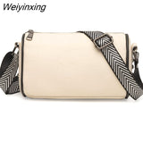 Weiyinxing Braided Wide Shoulder Straps Small Women's Messenger Bag Purse Genuine Leather Fashion Women Bag High Quality Shoulder Bags