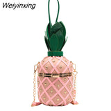 Weiyinxing Mini Pineapple Type Shoulder Crossbody Bag For Women 2023 Luxury Rivet Leather Chain Ladies Messenger Bag Handbag Purse