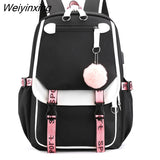 Weiyinxing NEW Women Girls School Back Packs Anti Theft USB Charge Backpack Waterproof Bagpack School Bags Teenage Travel Bag