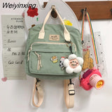 Weiyinxing Multi-function Lovely Girl Backpack Japanese Preppy Style Students Schoolbag Large Capacity Contrast Color Travel Bag New