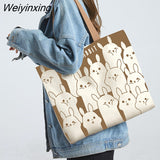 Weiyinxing Women Canvas Shopping Bags Eco Reusable Foldable Shoulder Bags Large Capacity Handbags for Groceries 2023 Dropshipping