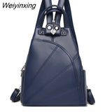 Weiyinxing New Women Waterproof Anti-theft Leather Backpacks Bags For Girls Female Shoulder Bag Multifunction Travel Backpack Mochilas