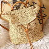 Weiyinxing Women Backpack Multifunction Straw Woven Backpack Straw School Bag 2023 Beach Casual Women Travel Bookbag Girl School Bag