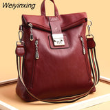 Weiyinxing code lock Fashion Women Backpack High Quality Youth Leather Backpacks for Teenage Girls Female School Shoulder Bag