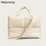 Weiyinxing Large Tote Padded Handbags Designer Quilted Women Shoulder Bags Luxury Nylon Down Cotton Crossbody Bag Winter Purse 2023