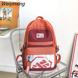 Weiyinxing Fashion Panelled Letter Printing Backpack High Quality Waterproof Nylon Women Backpack Student Couples Schoolbag Bookbag