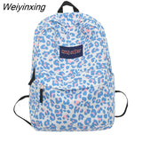 Weiyinxing Leopard Print Backpack Women Funny Animal Design School Bags For Teenage Girls White Printed Kawaii Bags Cute Backpack