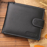 Weiyinxing Genuine Leather Mens Wallet Premium Product Real Cowhide Wallets for Man Short Black Walet Portefeuille Homme Short Purses