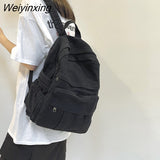 Weiyinxing Bag Student Shoulders Large Capacity Khaki Backpack Fashion Canvas Backpacks Female College Teen Computer Bag mochila