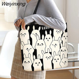 Weiyinxing Women Canvas Shopping Bags Eco Reusable Foldable Shoulder Bags Large Capacity Handbags for Groceries 2023 Dropshipping