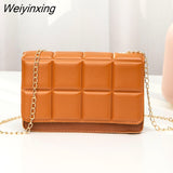 Weiyinxing New PU Leather Shoulder Bags for Women Lingge Chain Rhomboid Crossbody Bags Casual Trend Handbags Mini Phone Bag