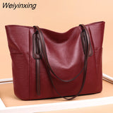 Weiyinxing Quality Soft Leather Women Handbags Vintage Luxury Female Shoulder Bag Designer Tote Sac High Capacity Female Crossbody Bag