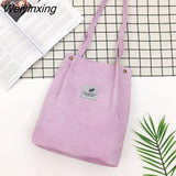 Weiyinxing Women Corduroy Shoulder Bag Reusable Shopping Bags Casual Tote 2023 New Soft Female Handbag Hot sale Canvas Large Size Pocket