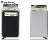 Weiyinxing Smart Wallet Card Holder Metal Thin Slim Men Women Wallets Pop Up Minimalist Wallet Small Black Purse Metal Vallet