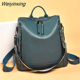 Weiyinxing High Quality Soft Leather Backpack Designer Women Large Capacity Backpack For School Teenagers Girls Fashion Travel Backpack