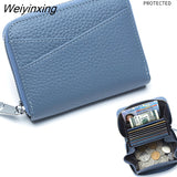 Weiyinxing Women Wallet Genuine Leather Card Holders Female Cowhide Wallets Fashion Small Portable Purses Cute Wallet Coin Bags Clutch