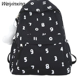 Weiyinxing Trendy Number New Printing Women Nylon Laptop Book Bag Lady Leisure College Backpack Girl Cute Travel School Bags Fashion