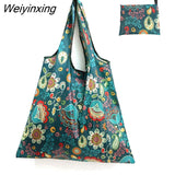 Weiyinxing Large Reusable Shopper Bag Women Handbag Grocery Beach Bag Cute Vegetable Fruit Organizer Washable Strong Nylon Totes Bag