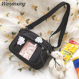 Weiyinxing One Shoulder Bag Canvas Bag College Student Class Bag Crossbody Bag Female Bag Crossbody Small Square Bag