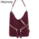 Weiyinxing Soft Leather Shoulder Crossbody Bags for Women Luxury Handbag Women Bag High Quality Suede Tote Bag Female Messenger Bag