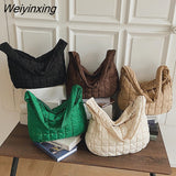 Weiyinxing Nylon Women's Shoulder Bag Folds Rhombus Embroidery Thread Underarm Bag Niche Design Simple Handbags for Women 2023