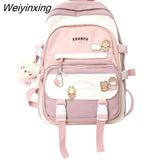 Weiyinxing New High School Girls Backpack Shoulder Bags Multi Pockets Waterproof School Bag Teenage Girls Kawaii Backpack Mochila