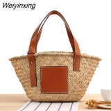 Weiyinxing Rattan Large Capacity Tote Designer Wicker Woven Women Handbags Summer Beach Bali Straw Bag Lady Travel Big Basket Purse