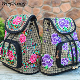 Weiyinxing Yunnan Ethnic Embroidery Backpack Retro Floral Embroidered Ladies Rucksack Embroidered Backpack