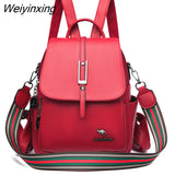 Weiyinxing Women's Backpack 2023 New Travel Large Backpack PU Leather Handbag Schoolbag For Girls Women's bag Female Shoulder Back mochila