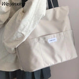 Weiyinxing Women Tote Bag Aesthetic Solid Color Students Casual Handbag Shoulder Bag Large Capacity Oxford Reusable Shopping Beach Bag 2023