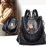 Weiyinxing New Women Leather Backpacks High Quality 2023 Female Vintage Backpack Travel Shoulder Bag Send pendant School Bags For Girls