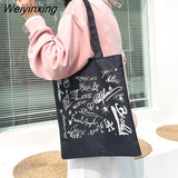 Weiyinxing Canvas Bag for Women New Shopper Handbags Reusable Canvas Shoulder Tote Bag school bags for girl Casual tote bags