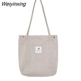 Weiyinxing for Women 2023 Corduroy Shoulder Bag Reusable Shopping Bags Casual Tote Female Handbag for A Certain Number of Dropshipping