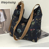 Weiyinxing Canvas Tote Bag Women Big Capacity Shopping Handbag Casual Lady Nylon Shoulder Bag Floral Handle Bag Reusable Tote bags