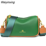 Weiyinxing Solid Color Fashion Shoulder Handbags Female Travel Cross Body Bag Weave Small cowhide Leather Crossbody Bags for Women