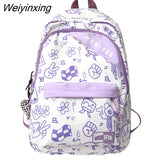 Weiyinxing New Fashion Girl Graffiti Design Bookbag for Teens Backpack Colleg Cute Schoolbag Laptop Rucksack Women Mochila Travel Bag