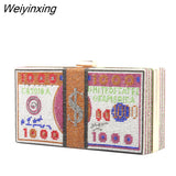 Weiyinxing Crystal Money USD Bags Dollar Design Luxury Diamond Evening Bags Party Purse Clutch Bags Wedding Dinner Purses and Handbags