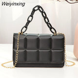 Weiyinxing New PU Leather Shoulder Bags for Women Lingge Chain Rhomboid Crossbody Bags Casual Trend Handbags Mini Phone Bag