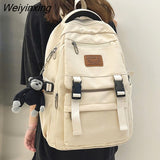 Weiyinxing Design Solid Color College Student Schoolbag Large Capacity Waterproof bag Women Lovely Backpack Teenage Girl Rucksack