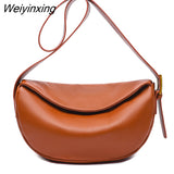 Weiyinxing Leather Shoulder Bag Women's bag Fashion Luxury Brand Women Handbag Designers Half Moon Cowhide Female Messenger Bag