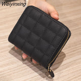 Weiyinxing Women Short Wallets PU Leather Female Plaid Purses Nubuck Card Holder Wallet Fashion Woman Small Zipper Wallet With Coin Purse