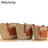 Weiyinxing Rattan Basket Bag Handbags Bohemian Wicker Woven Straw Bags Shoulder Bag Summer Travel Beach Bags for Women 2023 Tote