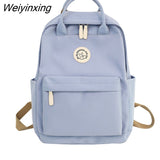 Weiyinxing Women Nylon Backpack Candy Color Waterproof School Bags for Teenagers Girls Patchwork Backpack Female Rucksack Mochila