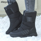 Weiyinxing Women Winter Boots High Quality Waterproof Mid-Calf Snow Boots Warm Plush Platform Shoes Botas De Mujer Black Boots