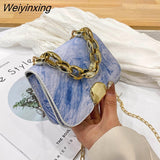 Weiyinxing British Fashion Simple Small Square Bag Women's Designer Handbag High-quality PU Leather Chain Mobile Phone Shoulder Bags