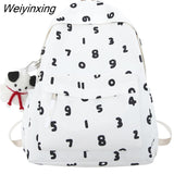 Weiyinxing Trendy Number New Printing Women Nylon Laptop Book Bag Lady Leisure College Backpack Girl Cute Travel School Bags Fashion