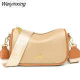 Weiyinxing Solid Color Fashion Shoulder Handbags Female Travel Cross Body Bag Weave Small cowhide Leather Crossbody Bags for Women