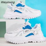 Weiyinxing Platform Daddy Shoes Women White Sport Shoes Platform Chunky Sneakers Women Thick-Soled Patchwork Shoes Casual Running