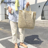 Weiyinxing straw women shoulder bags wicker woven handbags rattan summer beach bag large capacity tote lady big purses shopper new